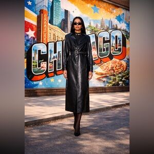 Lamarque Anthropologie NWT Katija Convertible Faux-Leather Trench Coat/Vest S.